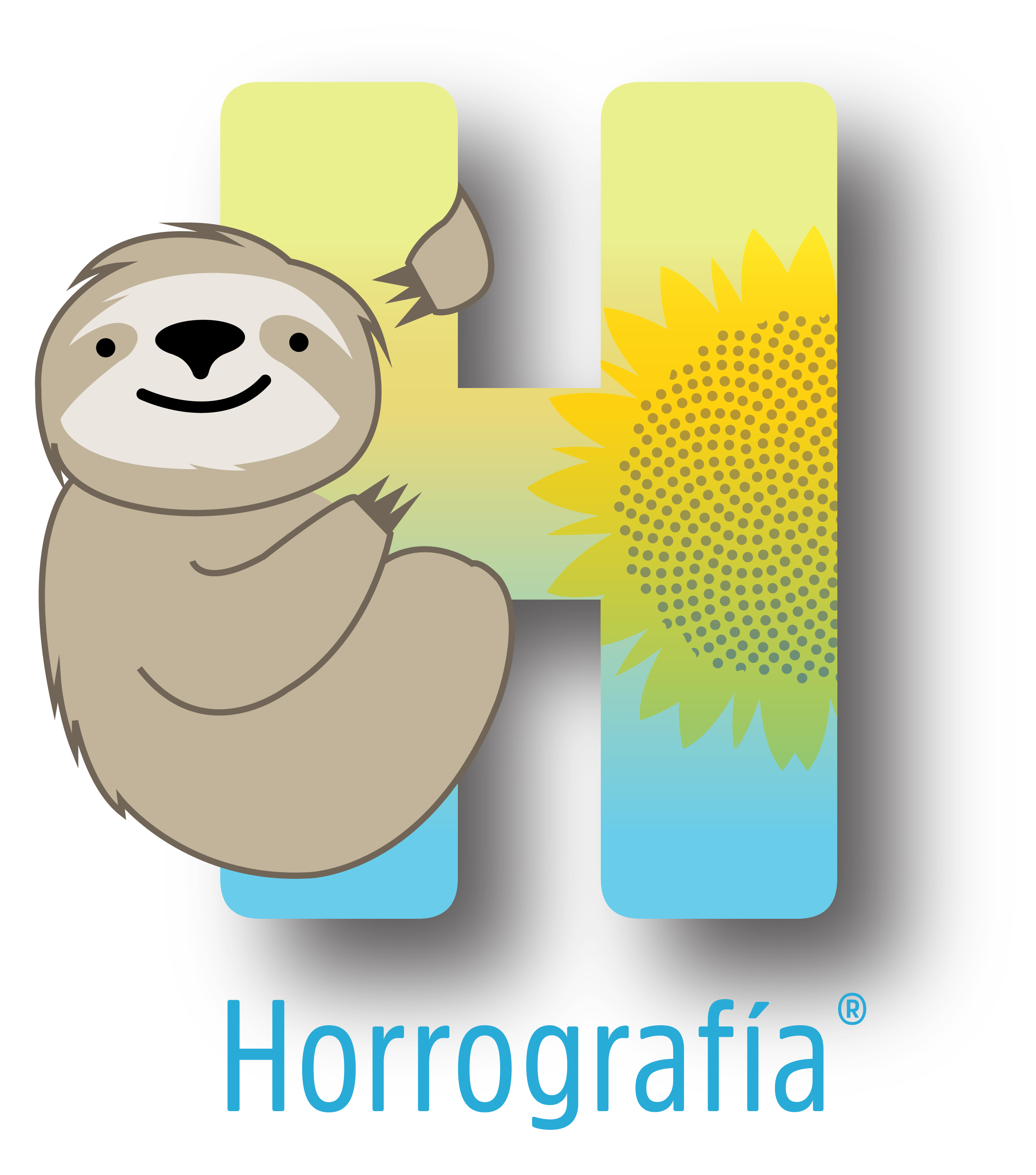 Logo de la aplicación Horrografía: un perezoso sobre una H